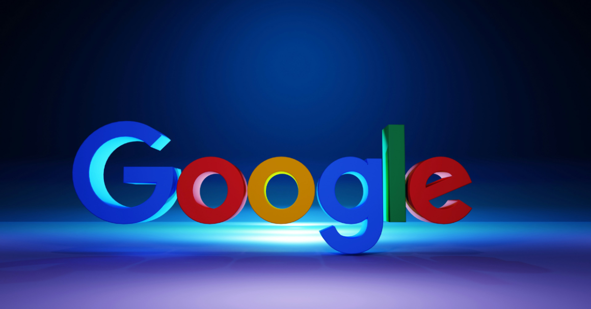 Google logo on a blue background