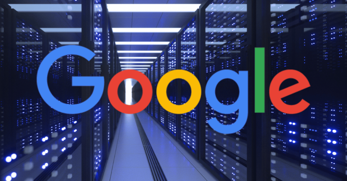 Google logo on data centre